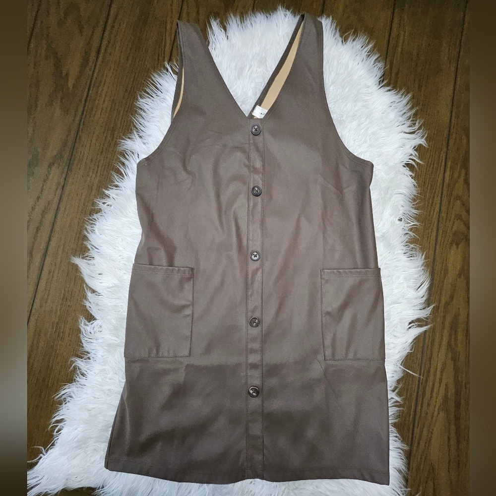 Brown Button-Down Sleeveless Dress